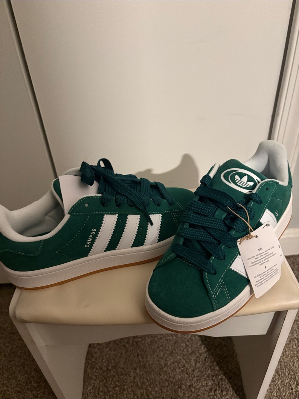 adidas Kids Campus Suede Sneakers - Forest Green & White